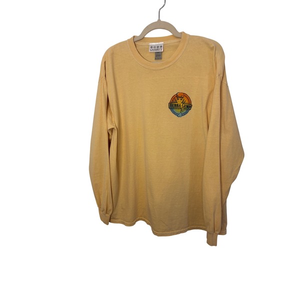 Bubba Gump Shrimp Co Mens Long Sleeve Shirt XL Yellow Laughlin NV Graphic Tee - Picture 2 of 8